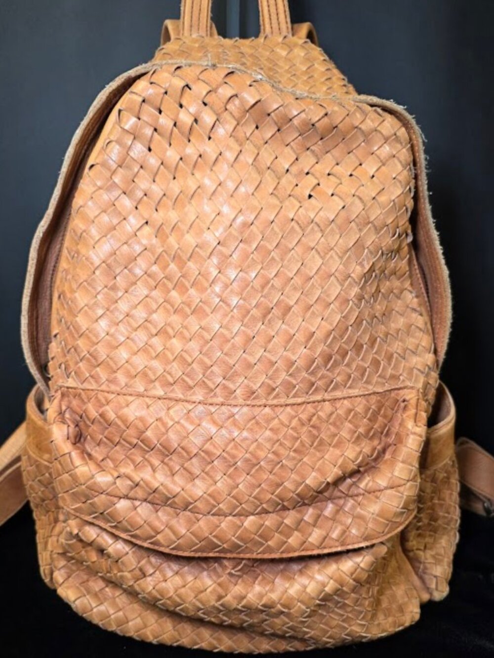 Vilenca Holland Italian Woven Leather Backpack